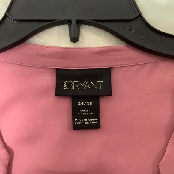 Lane Bryant Silk Blouse Women 26/28 Long Sleeve Flowy Button Front High Low - Picture 5 of 7
